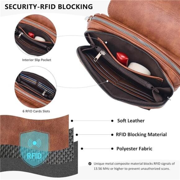 Small Crossbody Bag with Card Slots Brown - Picture 3 of 6